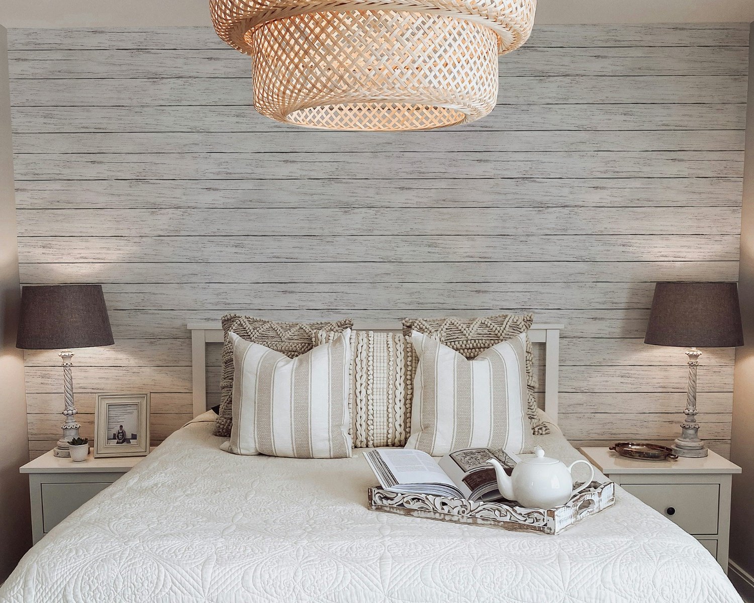 Rustic White Wood Texture Effect Wallpaper Mural - Peel and Stick