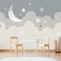 Cartoon Pinker Himmel und Mond Fototapete