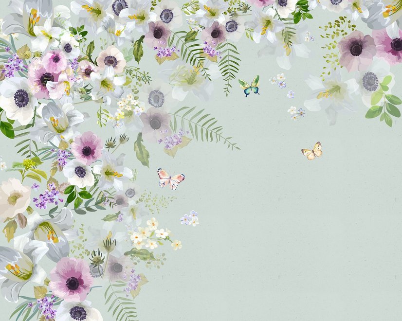 Lila Graue Mohnblumen Fototapete