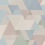 Pastel abstract wallpaper with overlapping sky blue, blush, cream, sage and grey textured triangles