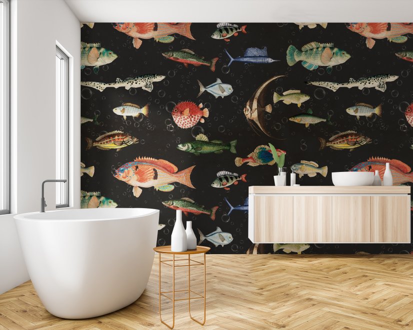 Vintage Ocean Fish Art Wallpaper Mural