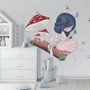 Cute Little Girl in the Forest with Colorful Butterfly Wall Decal Sticker