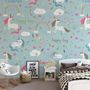 Cartoon Colorful Unicorns Wallpaper Mural