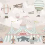 Kids Cartoon Circus with Hot Air Balloon Wallpaper Mural