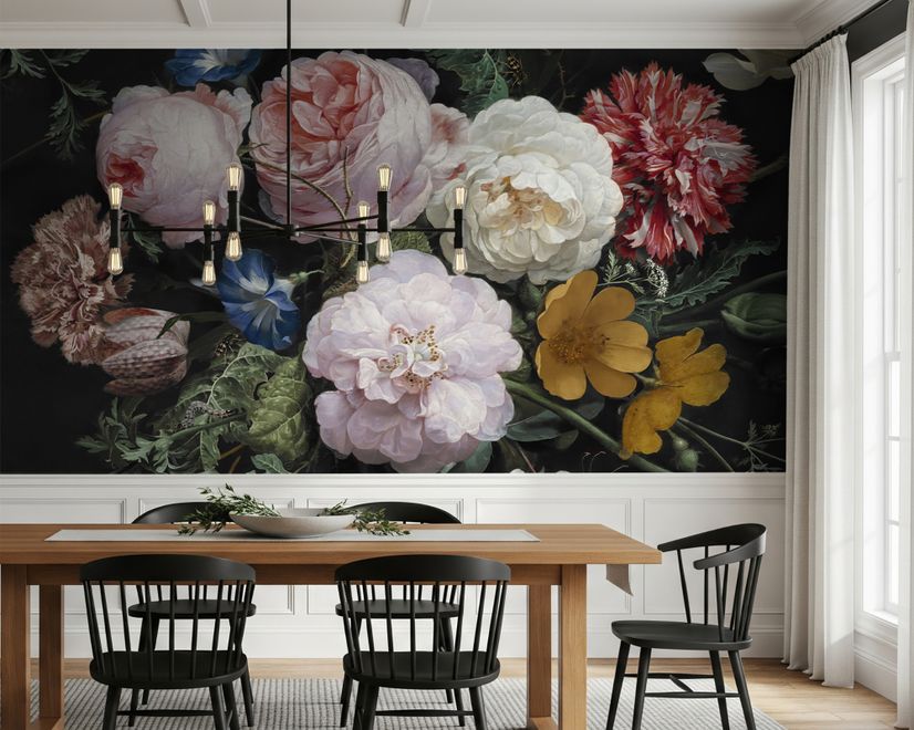 Dutch Floral Victorian Flower Bouqet Wallpaper Mural