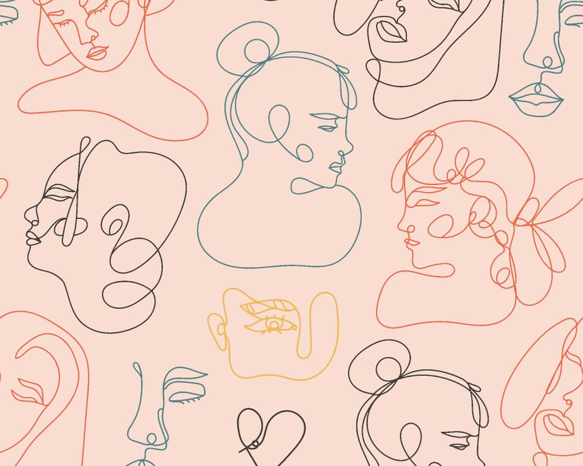 Abstract Pink Faces Wallpaper Mural