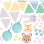 Nursery Cute Animals with Colorful Bunting and Triangle Flags Wall Decal Sticker