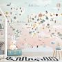 Papier peint carte monde rose animaux mignons ballons enfants