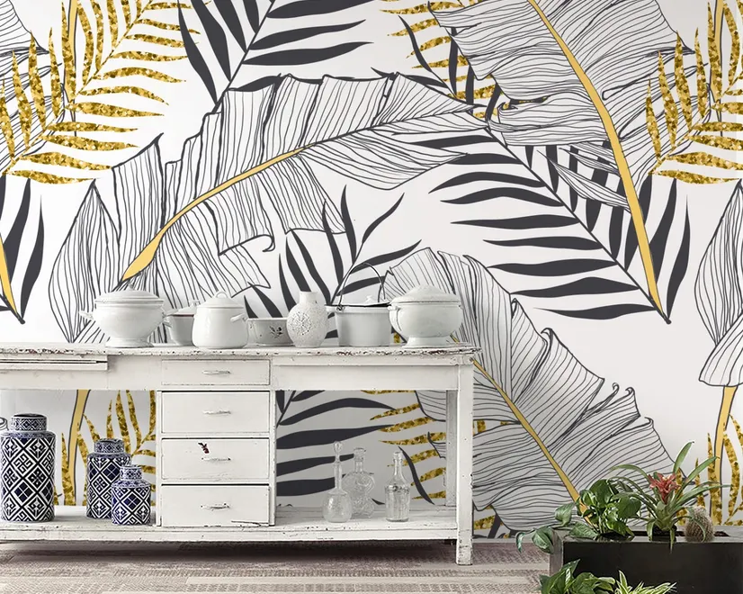 Papier peint panoramique Feuilles tropicales