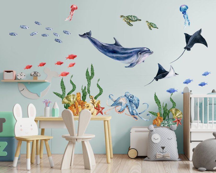 Kids Undersea Animals Wall Decal Sticker