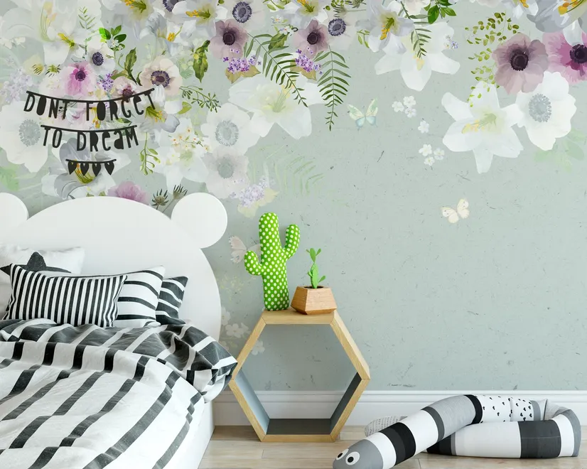 Purple Gray Poppy Flowers Wallpaper Mural