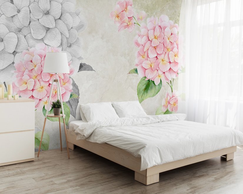 Hydrangea Floral Art Wallpaper Mural