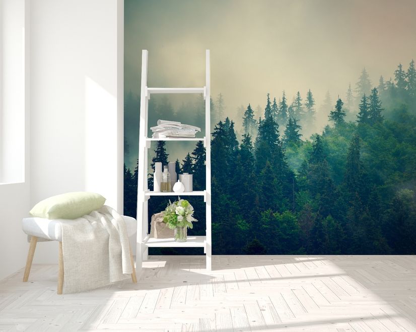 Misty Pine Forest Wallpaper Mural