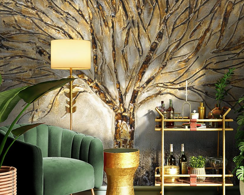 Watercolor Leafless Autumn Trees Wallpaper Mural