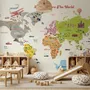 Kids Colorful Educational World Map Wallpaper