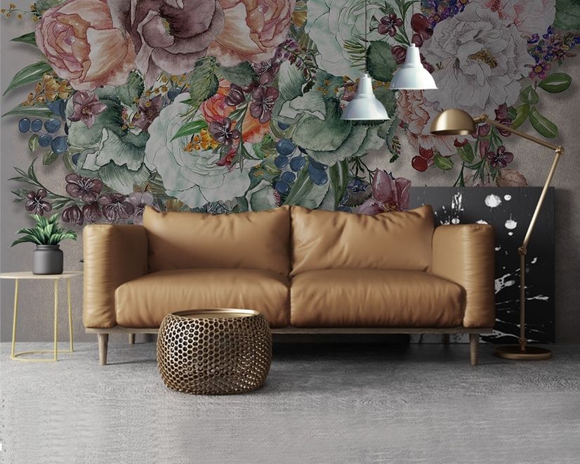 Victorian Vine Floral Bouqet Wallpaper Mural