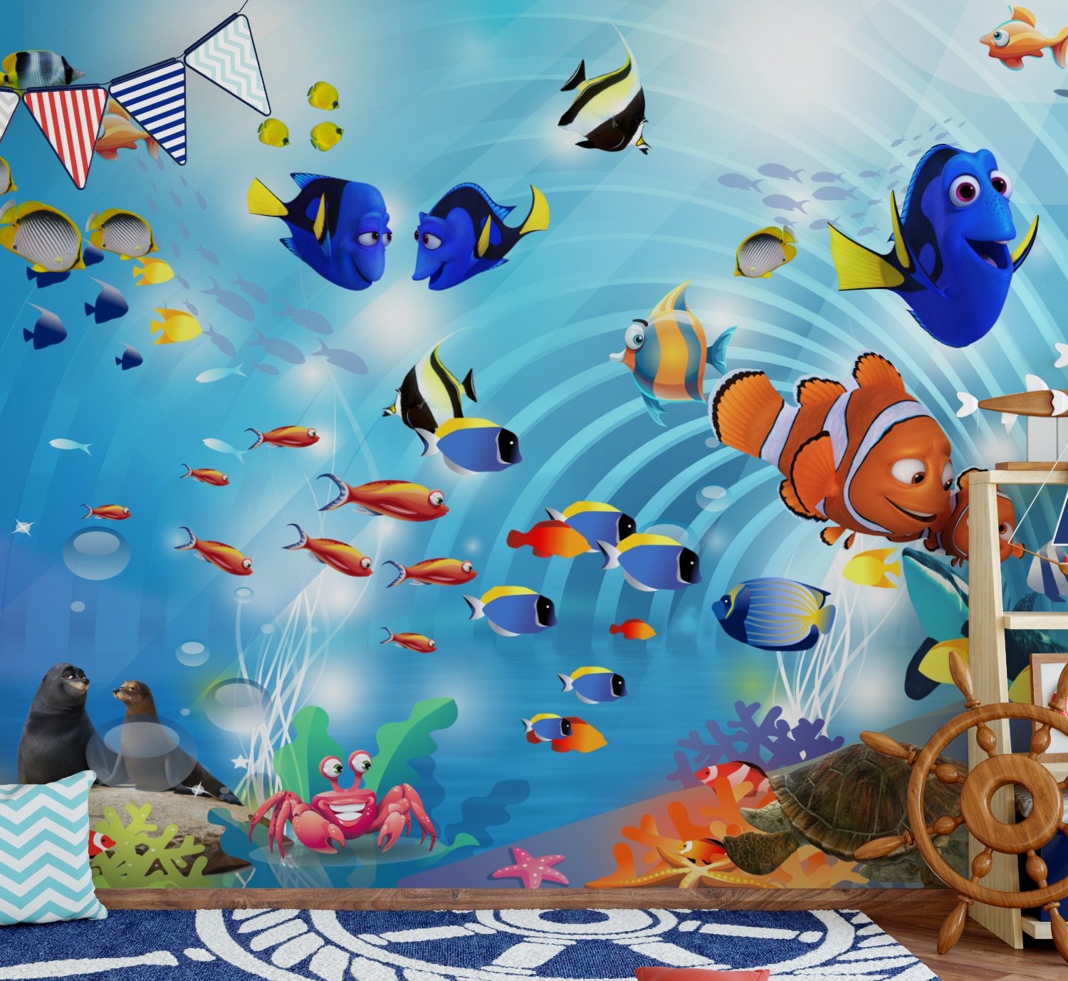 Cartoon Sea Wallpaper Mural - Peel and Stick