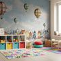 Kids Harbor Village and Hot Air Balloons Wallpaper Mural