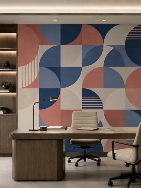 Retro Abstract Geometric Shapes Wallpaper Mural