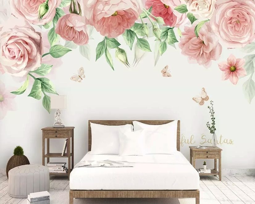 Pink Flower Art Wallpaper Mural