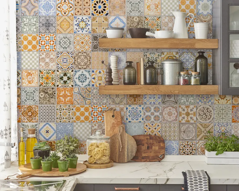 Faux Ceramic Tiles Wallpaper Mural