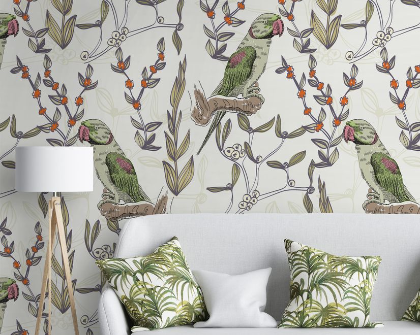 Parrot on Branches Wallpaper Mural