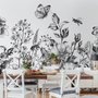 Schwarz-Weiß Blumen Fototapete