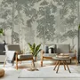 Monochrome Tree Forest Silhouette Wallpaper Mural
