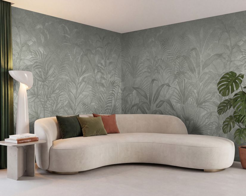 Monochrome Tropical Botanical Wallpaper Mural