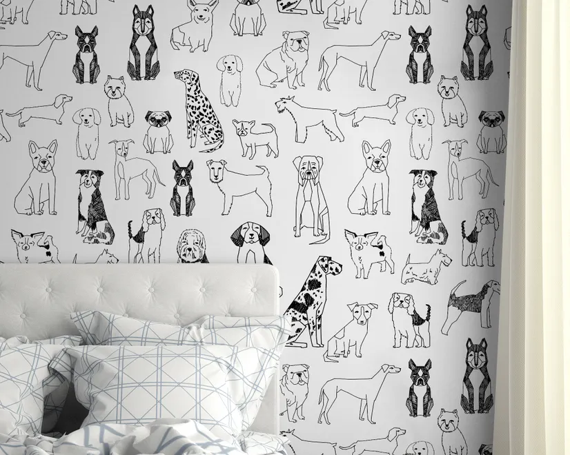 Kids Cartoon Cute Dog Family Wallpaper Mural