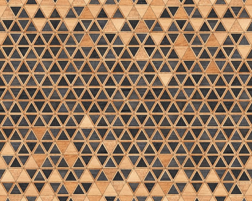 Fototapete mit geometrischem Dreiecksmuster und Holzeffekt
