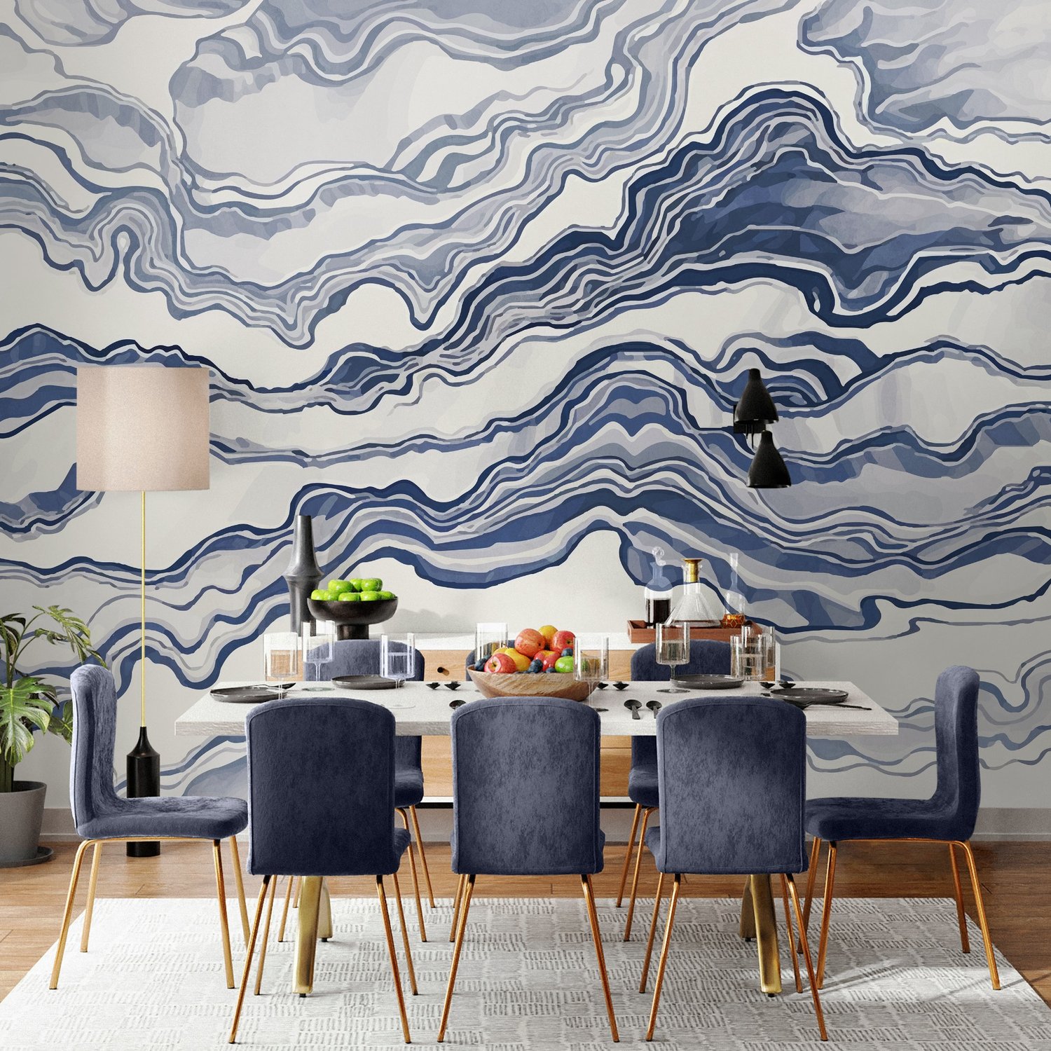 Nordic Abstract Waves Wallpaper Mural - Peel and Stick