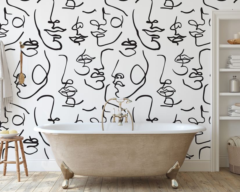 Abstract Charming Artistic Faces Wallpaper Mural