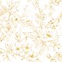 Gold Look Pfingstrosen Blumenzeichnung Helles Blumen Kunst Fototapete