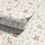 Woodland nursery wallpaper pattern with watercolour fawns, fox cubs, rabbits, teddy bears, birds and ducklings on cream