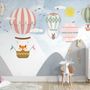 Kids Cartoon Mountain Landscape and Hot Air Balloon Wallpaper Mural