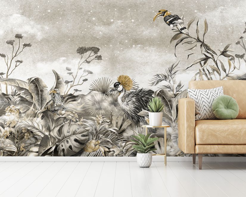 Vintage Historic Paradise Bird Art Wallpaper Mural