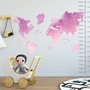 Stickers muraux cartes monde roses petits poissons enfants