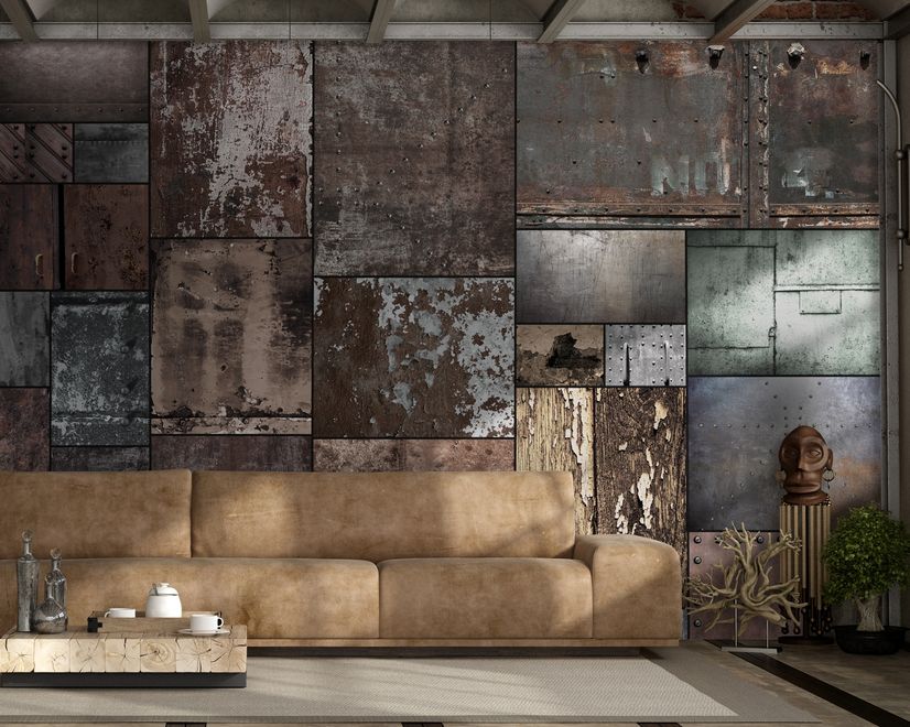 Dark Stone Wall Pattern Wallpaper Mural