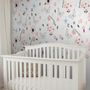 Watercolor Pink Blue Florals with Birds and Butterfly Wall Decal Sticker