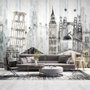 Watercolor City Famous Place Wallpaper Mural