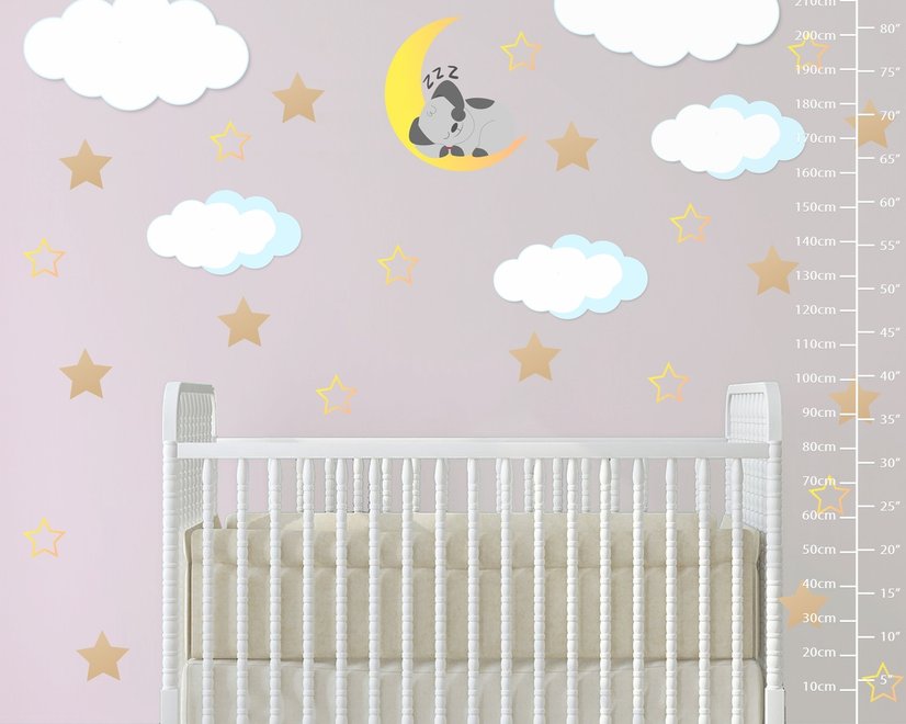 White Cloud and Stars Wall Decal Sticker