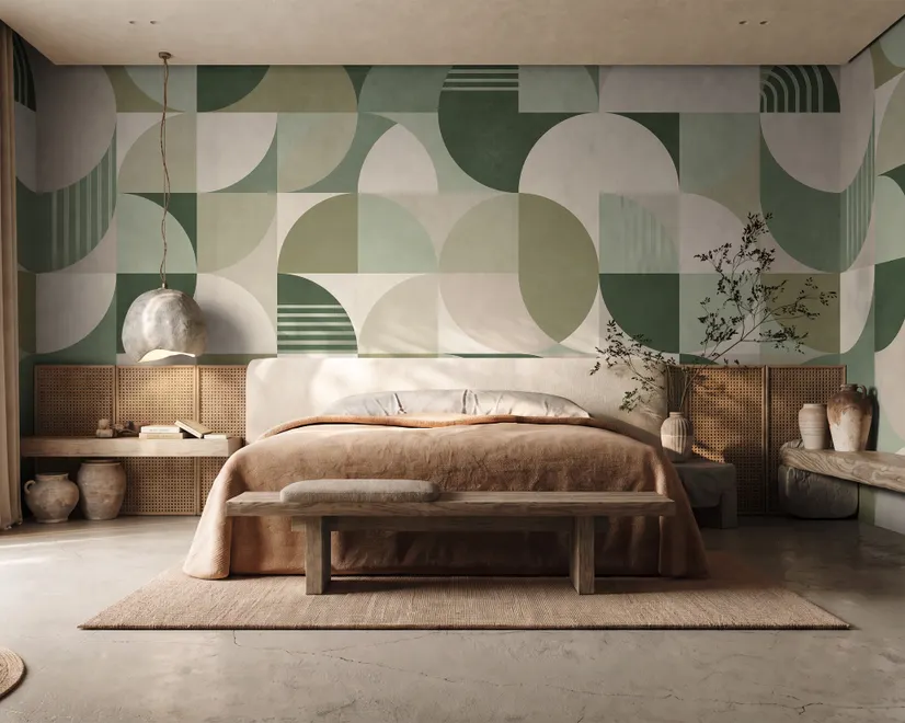 Retro Abstract Geometric Shapes Wallpaper Mural