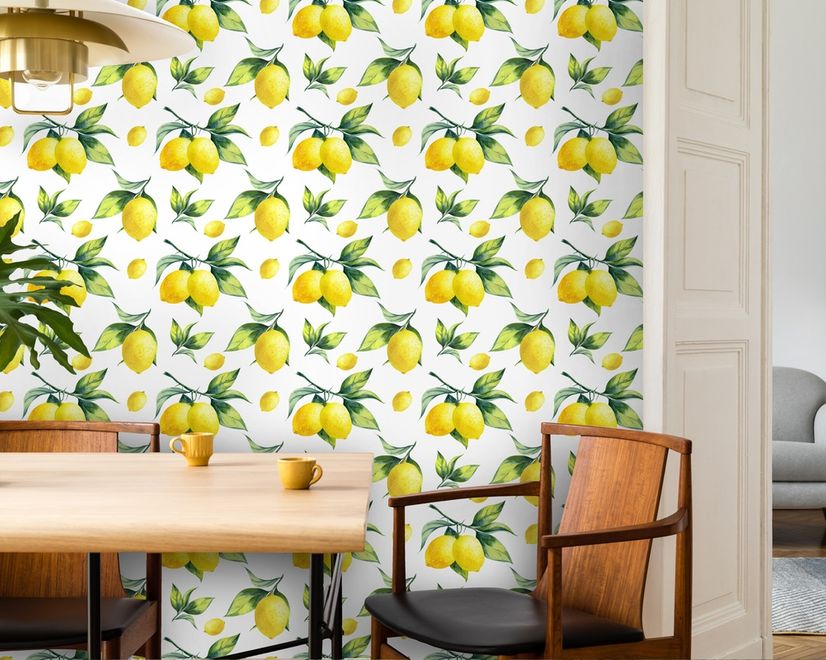 Lemon with Leaf Wallpaper Mural