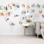 Kids Alphabet World Map with Cartoon Animals Wallpaper Mural