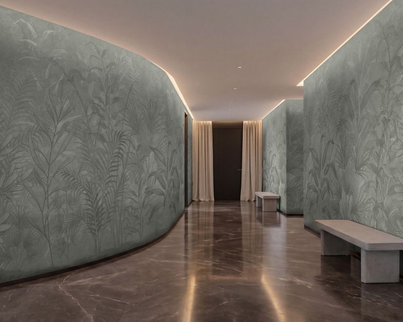 Monochrome Tropical Botanical Wallpaper Mural