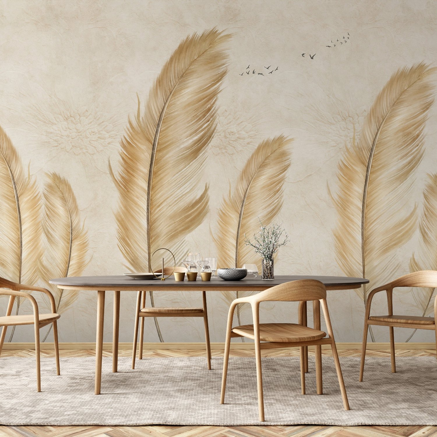 Brown Feather Wallpaper Mural - Peel and Stick