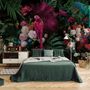 Pink Parrot with Colorful Floral Wallpaper Mural