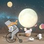 Cartoon Bear and Cute Rabbit with Moon Wallpaper Mural