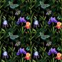 Dark Purple Flowers with Butterflies Wallpaper Mural